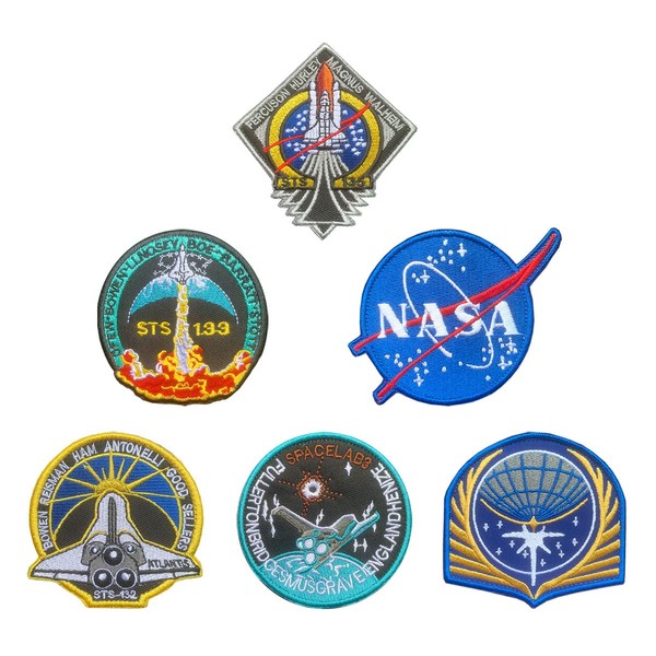 Pack of 6 NASA Logo Embroidered Patches with Velcro Fastening, Nasa Space Forces Patch for Clothes, Bags, Backpack, Uniform, Vest, Military, Tactical Jersey, DIY Patches, Individual Badges