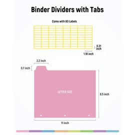 BiuLeon [32Pcs/4Set- 8 Tab] Binder Dividers with Tabs, Plastic Dividers for 3 Ring Binder, Letter Size Binder Tabs for Organizing School Office Home Files, Write&Erase Notebook/Page Dividers