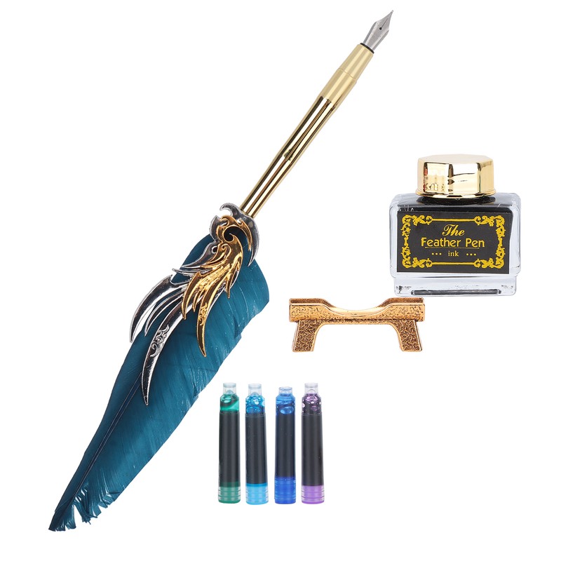 Feather Pen Calligraphy Writing Vintage Set Metal Retro Dip Quill