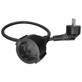 European Power Extension Cord, CEE7/7 Schuko Male to Female, 16A 250V, 16AWG/1.5mm² (Elbow, 1.6ft/0.5m)