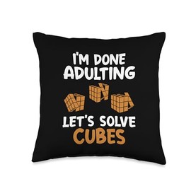 Done Adulting Let's Solve Cubes Speedcubing Cuber Throw Pillow
