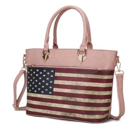 MKF Collection USA Tote Crossbody Bag for Women, American Flag Vegan Leather Top-Handle Messenger, Satchel Shoulder bag Purse