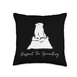 Ground Hog Animal Lover Trends Respect The Groundhog Animal Marmots Rodent Lover Ground Hog Throw Pillow, 16x16, Multicolor