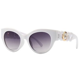DG STUDIO Designer Women's Ladies Classic Vintage Retro Trendy Fashion Sunglasses (White)