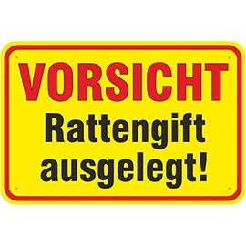 Sign "Vorsicht Achtung Rattenpoison ausgelegt" Aluminium Composite Material 3 mm Thick 20 x 30 cm