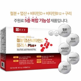 Chong Kun Dang Iron Folic Acid Vitamin D Copper 60 Capsules 1 Box 2 Months Supply / 종근당 철분 엽산 비타민D 구리 60캡슐 1박스 2개월분