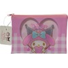 サンリオ マイメロディ×黒美 アクセサリー 化粧品 フラットビニールポーチ ファスナーケースバッグ 20×14.5cm (チェック)