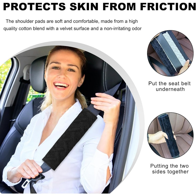 Universal 2-Pack Car Seat Belt Covers - Soft Shoulder Strap