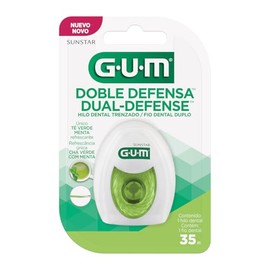 GUM Hilo Dental Té Verde – Carrete de 35 m, doble cuerda para limpieza profunda y sabor a menta fresca