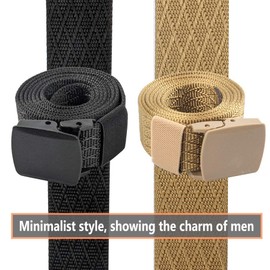 Lalacolorful Pack of 2 Nylon Belts, Men's Tactical Webbing Belt, Breathable Military Web Belt, Outdoor Belt with No Metal Buckle, Black and tan