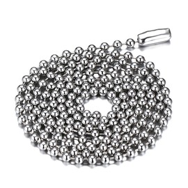 SINLEO Titanium Stainless Steel Small Beads Ball Chain Necklace for Men Women Dog Tag Link Chain Silver 1.5MM 24 Inches
