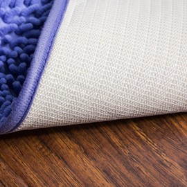 ele ELEOPTION Microfiber Soft Shag Bathroom Mat Rug Kitchen Rug Door Way Feet Mat Anti-slip Strip Absorbent Doormat Bathroom Shower Rugs Shaggy Carpet (Orange, 50x80 cm)