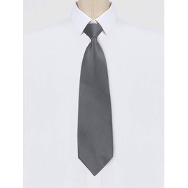Allegra K Men's One Touch Necktie 8cm Solid Color Zipper Adjustable Business Graduation Uniform, gray, Free size