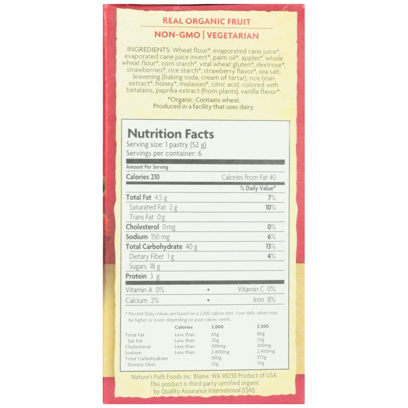 Nature's Path Toaster Pastries, Strawberry Un-Frosted, 6 ct