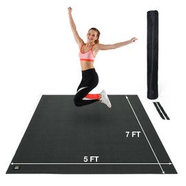 CAPHAUS Premium Large Exercise Floor Mats, 7' X 5' X 7 mm Extra Durable Gym Mats for Home Gym, Non-Slip Workout Floor Mats for Cardio, Weightlifting, Exercise Equipment, Shoe-Friendly, Black