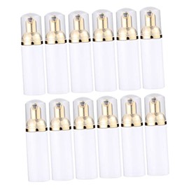 SAFIGLE 12 Piezas Botellas Vacías de Espuma para Limpiadora Facial Dosificador Portátil para Viaje Botellas de Pet Resistente con Bomba de Espuma Blanca y Dorada