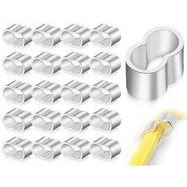 Lhbwhiz Pack of 25 crimping loops, aluminium rope clamps, press clamps, pre-shaped press sleeves, choke clamps, double sleeves, crimp sleeves, rope connectors, for rubber rope, expander rope, wire