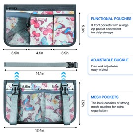 SHIFANQI Wheelchair Bag, Walker Bag, Wheelchair Side Bag, Armrest Organizer Pouch with Cup Holder Attachment and Reflective Strip, Accessories for Most Wheelchairs, Walkers, Rollators, Butterfly