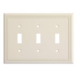 Henne Bery Sunken Pearls Heavy Duty Decorative Wall Plate Switch Plate Outlet Cover, Durable Solid Zinc Alloy (Triple Toggle, Light Almond)