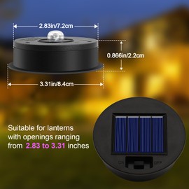 4 Pack Solar Lights Replacement Top Parts (Top Size 3.31 inch, Bottom Size 2.83 inch) 7 Lumens Lantern Lids Replacement Light for Hanging Solar Lanterns Outdoor Decorations Garden Patio, Warm White
