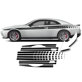 BENINI DESIGN STUDIO Split Side Racing Stripes Fits 2024 2025 Dodge Charger EV Scat Pack Base Daytona Vinyl Stripes, Stickers, Decals Charger EV Grahics (Gloaa Black)