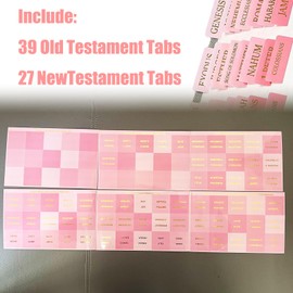 Bible Tabs,Bible Indexing Tabs Set,Bible Tabs for Study Bible,90 Tabs Pink Bible Journaling Supplies Large Print,Old and New Testament Studying(Gold Letters)