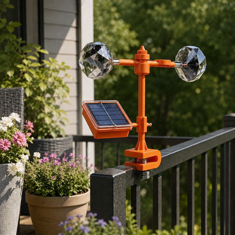 Solar Bird Repeller with Reflective Wind Spinner and Audible Sounds
