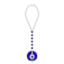Evil Eye Car Hanging Ornament,Evil Eye Car Charms Accessories for Women and Men, Crystal Hanging Car Ornament for Rear View Mirror (Round Shape)