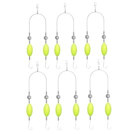 Luroad 6Pcs Double Reverse Fishing Hooks, Size 4, 6, 8, 10 Anti Tangle Fishing Hook Set, Double Hook Reverse Bottom Rig, Snag Resistant Split Hook, Pre Tied Surf Fishing Floats Tackle for Outdoor