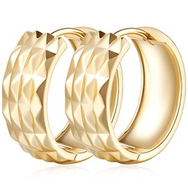 CHLOÉ LOVETT 14K Gold Hoop Earrings for Women Hypoallergenic Small Gold Hoop Earrings for Women Unique Chunky Womens Earring with Mesh Pattern Huggie Hoops 20mm
