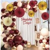 Burgundy Maroon Gold Flower Streamers Wall-Fan Decor - Party Hanging