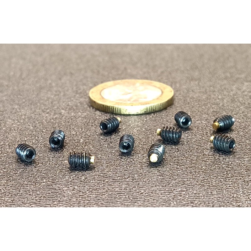 Kmac Alloy Steel Set Screws, Brass Tip, 6-32 x 3/16"