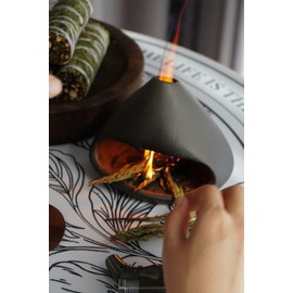 BEYLAB Clay Sculpture Sage Smoking Palo Santo Holder Ceramic White Sage for Incense Cones Incense Sticks Holder Incense Bowl Smudge Incense Burner Incense Holder - Orange