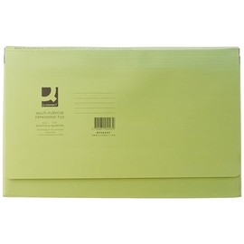 Q-Connect Multipurpose Expanding File Foolscap 16 Pocket Manilla / Green