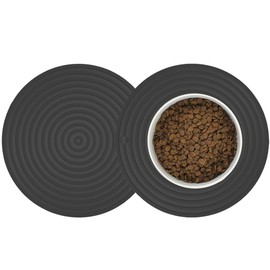 Metopets 2 Pack Silicone Pet Food Mat, Small Rubber Mat for Cat & Dog Bowl, Cat Food Mat, Waterproof Placemat Protect Floor Around Food and Water Bowl, 9.5"x9.5"