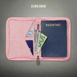 Zero Grid Cartera para pasaporte - Soporte para documentos de viaje con bloqueo RFID