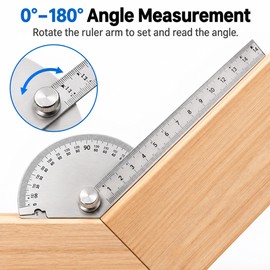 180° Angle Finder for Woodworking – 14cm Adjustable Protractor Ruler for Measuring & Transferring Angles