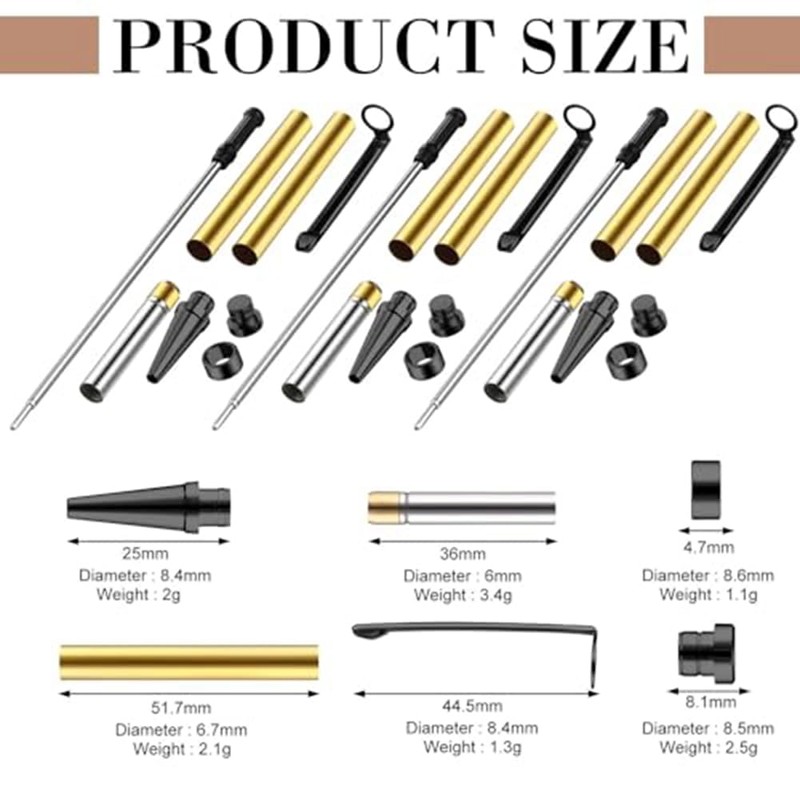 omocatch 10 Pcs Pen Kits for Wood Turning, 7mm Slimline