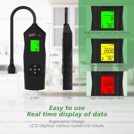 Combustible Gas Leak Detector - Rechargeable Gas Leak Detector, Natural Gas Leak Detector with 17-inch Probe for Checking Leaks of Natural Gas, Propane, Methane, Butane and Other Combustible Gases