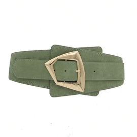 ZAHSY Green Waist Belt for Dress Corset Womens Western Belt for Lady Women Belts for Dresses Vintage Thick Elastic Belts for Women with Gold Buckle