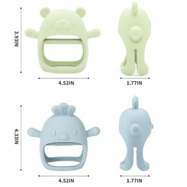 2 Stück Beißring Baby - Zahnungshilfe Baby Beißspielzeug Baby ab 0 3 6 9 12 Monate, Handschuh Beissring Baby, Sensorisches Fäustling Beißspielzeug, Geschenke für Kleinkinder