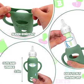 BUSOHA 3 Pack Silicone Sleeves for Dr. Brown's Glass Baby Bottles - Drop Protection Baby Bottle Sleeves Compatible with Dr. Brown's Newborn Glass Bottles with Silicone Handles,8 oz
