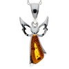 Genuine Cognac Baltic Amber & Sterling Silver Angel Pendant without