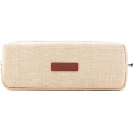 UKKQES Small Pencil Case Student Pencil Pouch Coin Pouch Cosmetic Bag Office Stationery Organizer for Teen School-Beige