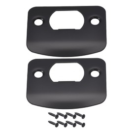 sourcing map Door Strike Plate, 2Pcs 57mm x 45mm 201 Stainless Steel Latch Deadbolt Strike Plate for Door Frame Door Jamb, Black