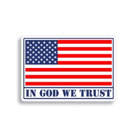 Real Sticky In God We Trust Sticker USA American Flag Laptop Car Vehicle Window Bumper Decal