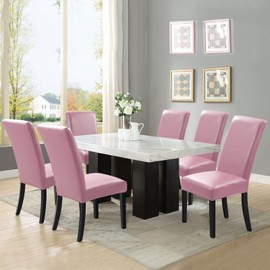 YISUN Waterproof Dining Chair Covers, Pu Leather Chair Cover Stretch Dining Room Chair Slipcovers Washable Removable Kitchen Chair Protector for Dining Room (4, Rosy Brown)