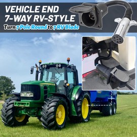 MECMO 7 polos redondos a 7 vías RV Blade Trailer Connector, 7 pines redondos a 7 pines RV Die-Cast Zinc Hembra Socket, adaptador de remolque semirremolque para tractor, vehículo comercial, camioneta,