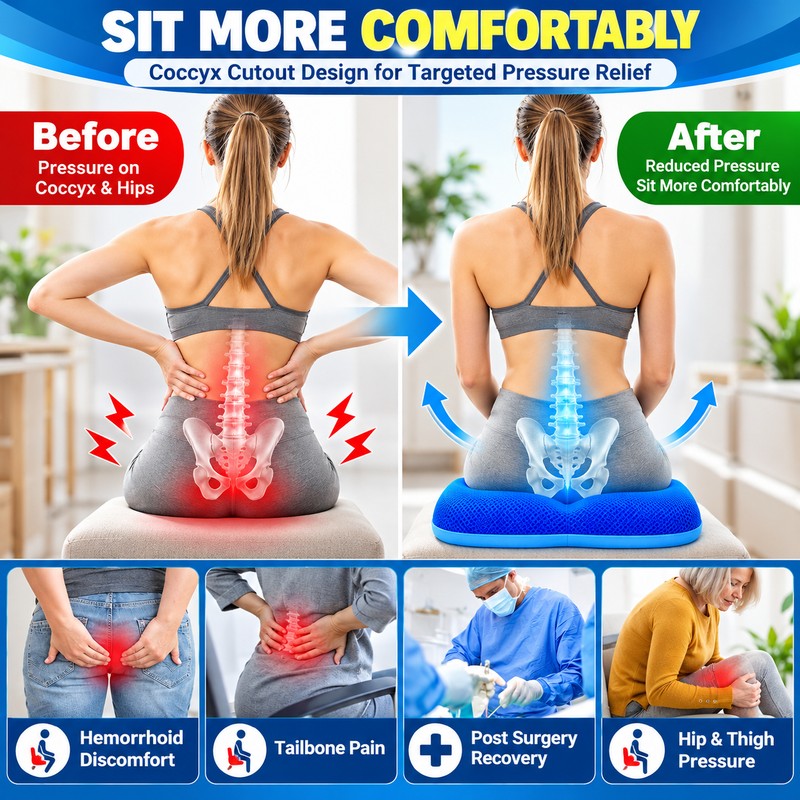 Center Cutout Seat Cushion for Senior Seating Comfort – Soft