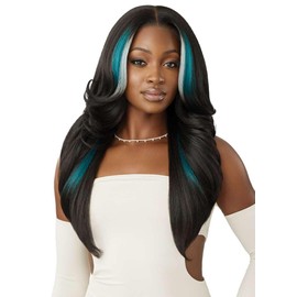Outre Lace Front Wig - Perfect Hair Line 13X6 - Jaylin (1B/DRFF TURQUOISE FROST)